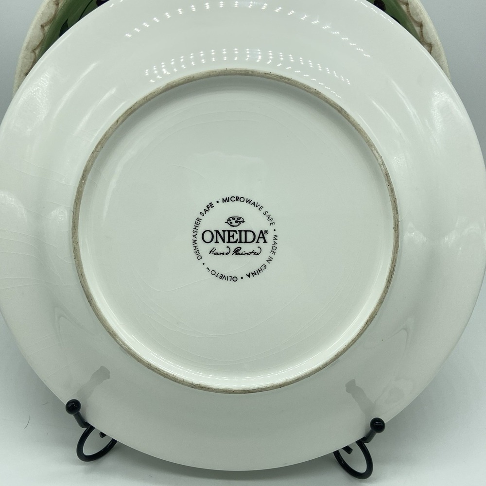 Oneida Oliveto Hand-Painted Dinner Plates Set Of 2 - 11" Mediterranean‎ Vintage - Picture 4 of 12